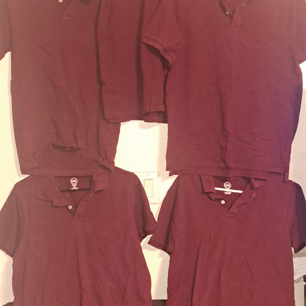 5 Boys Burgundy Uniform Shirts, Husky size 18, gently worn like brand new